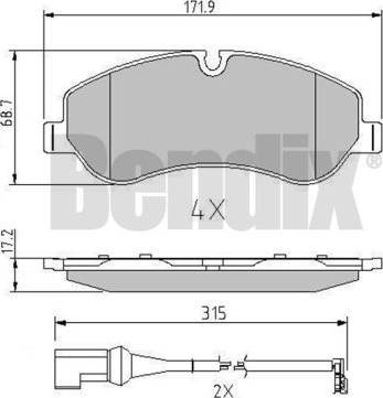 BENDIX 511146 - Тормозные колодки, дисковые, комплект unicars.by