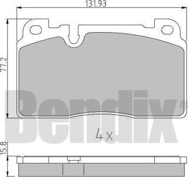 BENDIX 511119 - Тормозные колодки, дисковые, комплект unicars.by