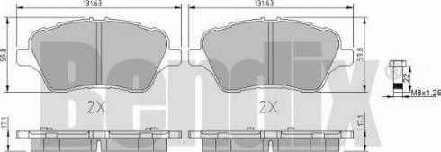 BENDIX 511114 - Тормозные колодки, дисковые, комплект unicars.by