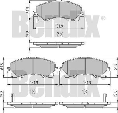 BENDIX 511261 - Тормозные колодки, дисковые, комплект unicars.by