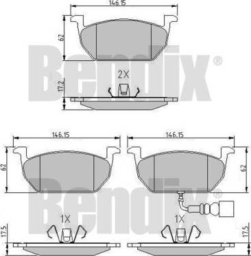 BENDIX 511201 - Тормозные колодки, дисковые, комплект unicars.by