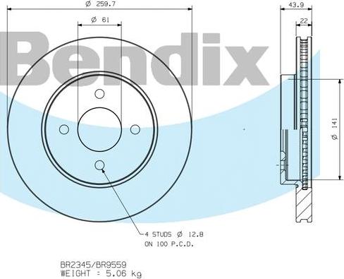 BENDIX BR9559 - Тормозной диск unicars.by