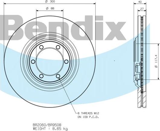 BENDIX BR9508 - Тормозной диск unicars.by