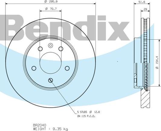 BENDIX BR2040 - Тормозной диск unicars.by