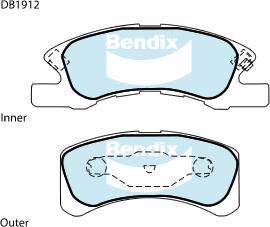 BENDIX DB1912 GCT - Тормозные колодки, дисковые, комплект unicars.by