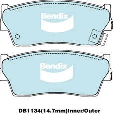 BENDIX DB1134 GCT - Тормозные колодки, дисковые, комплект unicars.by