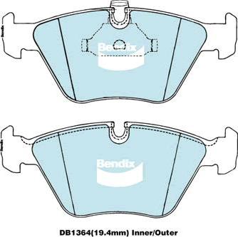 BENDIX DB1364 GCT - Тормозные колодки, дисковые, комплект unicars.by