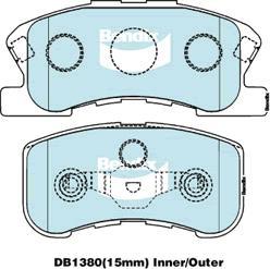 BENDIX DB1380 GCT - Тормозные колодки, дисковые, комплект unicars.by