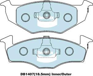 Bendix-AU DB1407 EURO+ - Тормозные колодки, дисковые, комплект unicars.by