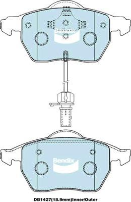 Bendix-AU DB1427 EURO+ - Тормозные колодки, дисковые, комплект unicars.by