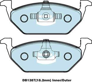 Bendix-AU DB1387 EURO+ - Тормозные колодки, дисковые, комплект unicars.by