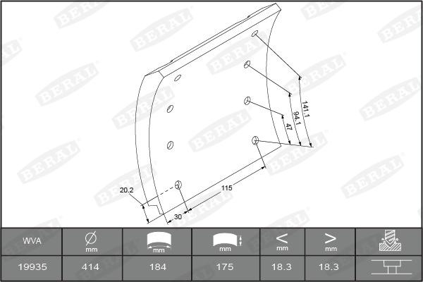 Beral 1993518506016278 - Комплект тормозных башмаков, барабанные тормоза unicars.by