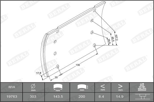 Beral 1976215900015416 - Комплект тормозных башмаков, барабанные тормоза unicars.by