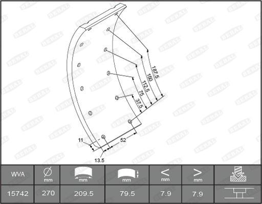 Beral 1503008006015613 - Комплект тормозных башмаков, барабанные тормоза unicars.by