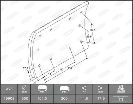 Beral KBL19908.0-1647 - Комплект тормозных башмаков, барабанные тормоза unicars.by