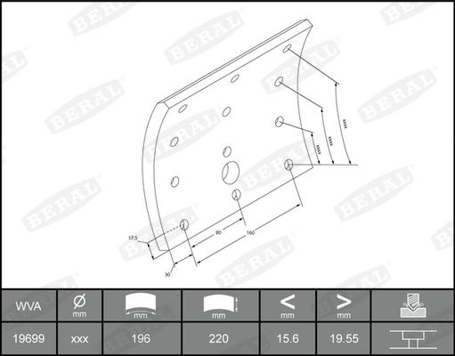 Beral KBL19699.0-1616 - Комплект тормозных башмаков, барабанные тормоза unicars.by