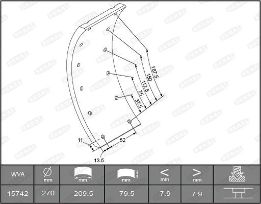 Beral KBL15030.0-1561 - Комплект тормозных башмаков, барабанные тормоза unicars.by