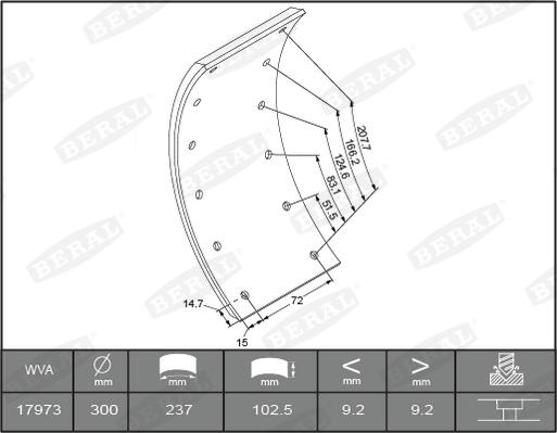 Beral KBL1735001561 - Комплект тормозных башмаков, барабанные тормоза unicars.by