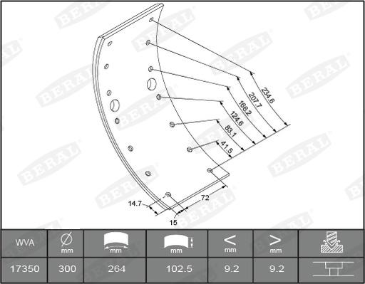 Beral KBL1735001561 - Комплект тормозных башмаков, барабанные тормоза unicars.by