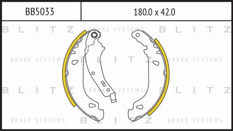 Blitz BB5033 - Комплект тормозных колодок, барабанные unicars.by