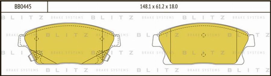 Blitz BB0445 - Тормозные колодки, дисковые, комплект unicars.by