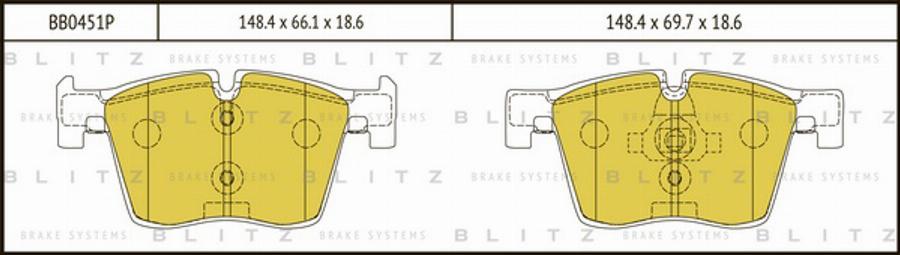 Blitz BB0451P - Тормозные колодки, дисковые, комплект unicars.by