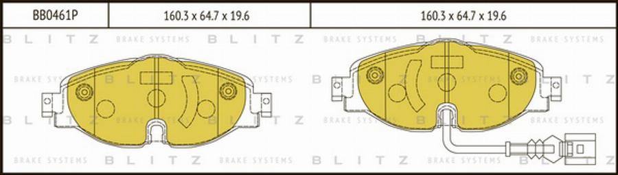 Blitz BB0461P - Тормозные колодки, дисковые, комплект unicars.by