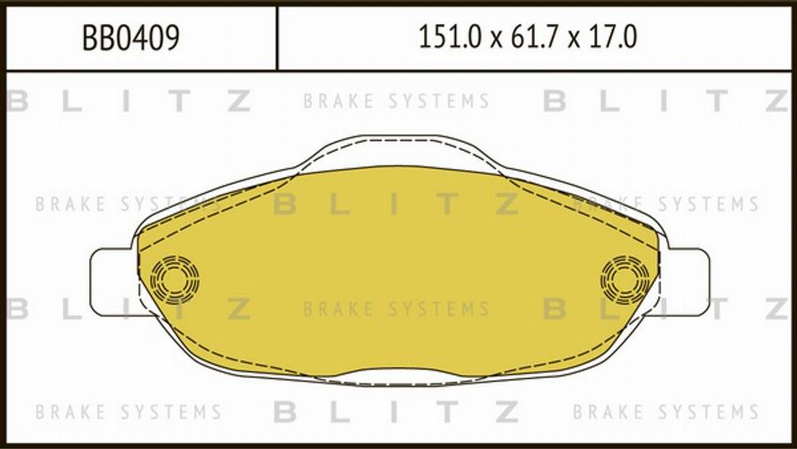 Blitz BB0409 - Тормозные колодки, дисковые, комплект unicars.by