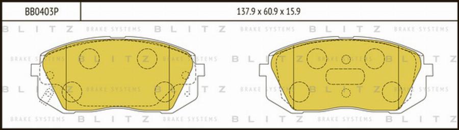 Blitz BB0403P - Тормозные колодки, дисковые, комплект unicars.by