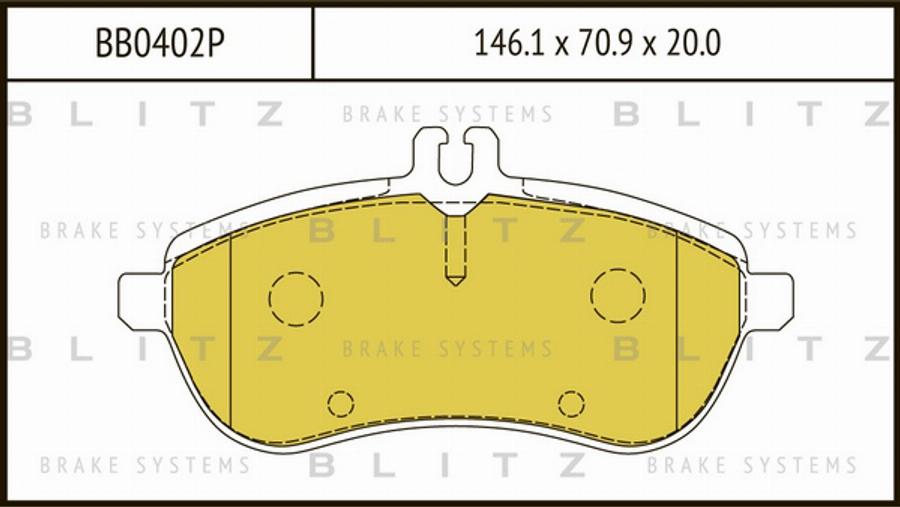 Blitz BB0402P - Тормозные колодки, дисковые, комплект unicars.by