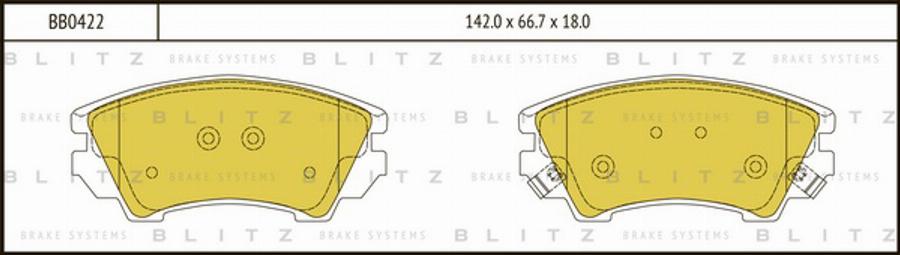 Blitz BB0422 - Тормозные колодки, дисковые, комплект unicars.by