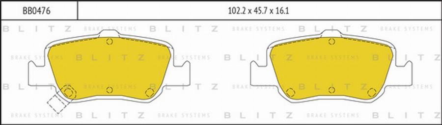 Blitz BB0476 - Тормозные колодки, дисковые, комплект unicars.by