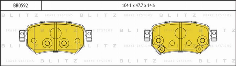 Blitz BB0592 - Тормозные колодки, дисковые, комплект unicars.by