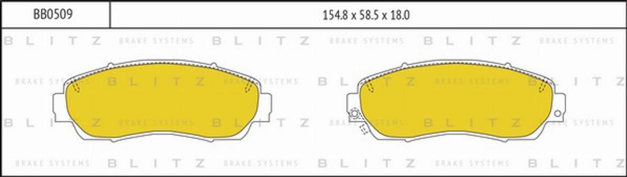 Blitz BB0509 - Тормозные колодки, дисковые, комплект unicars.by