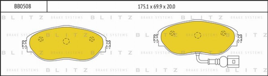 Blitz BB0508 - Тормозные колодки, дисковые, комплект unicars.by