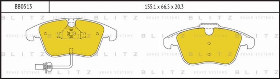 Blitz BB0513 - Тормозные колодки, дисковые, комплект unicars.by