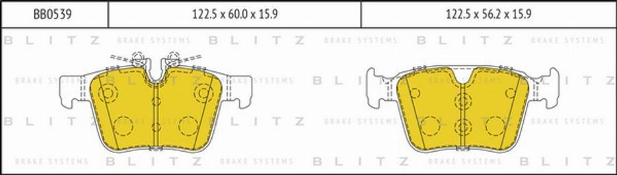 Blitz BB0539 - Тормозные колодки, дисковые, комплект unicars.by