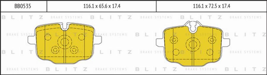 Blitz BB0535 - Тормозные колодки, дисковые, комплект unicars.by