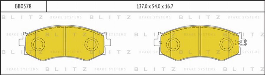 Blitz BB0578 - Тормозные колодки, дисковые, комплект unicars.by