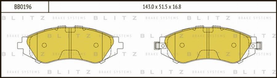 Blitz BB0196 - Тормозные колодки, дисковые, комплект unicars.by