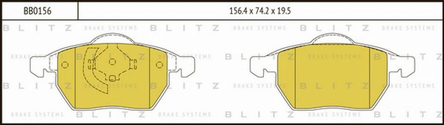 Blitz BB0156 - Тормозные колодки, дисковые, комплект unicars.by