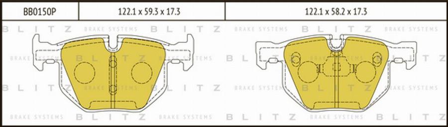 Blitz BB0150P - Тормозные колодки, дисковые, комплект unicars.by