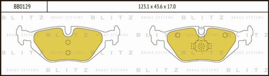 Blitz BB0129 - Тормозные колодки, дисковые, комплект unicars.by