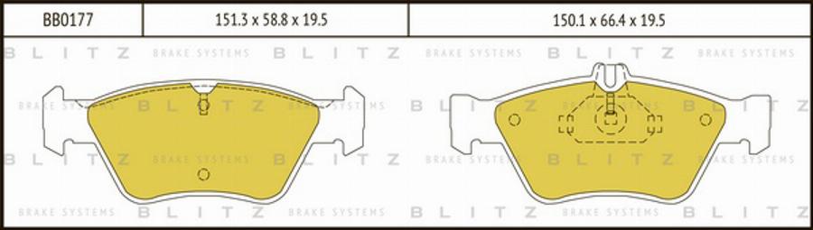 Blitz BB0177 - Тормозные колодки, дисковые, комплект unicars.by