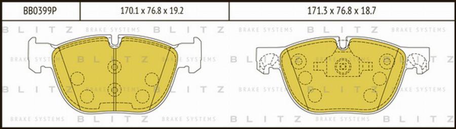 Blitz BB0399P - Тормозные колодки, дисковые, комплект unicars.by