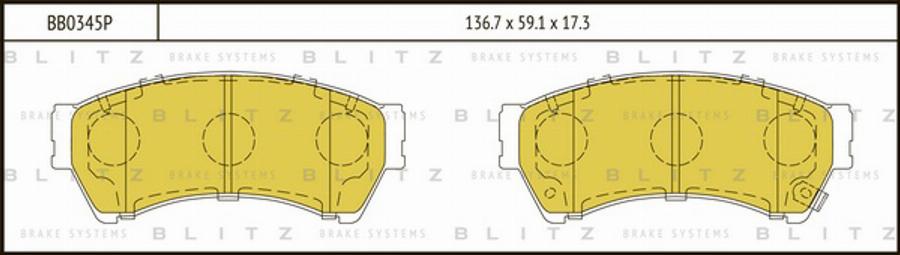 Blitz BB0345P - Тормозные колодки, дисковые, комплект unicars.by