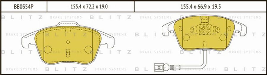 Blitz BB0354P - Тормозные колодки, дисковые, комплект unicars.by