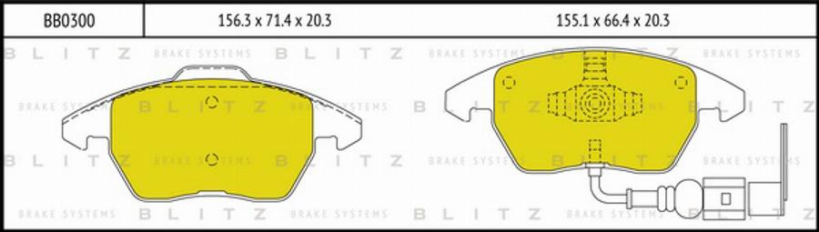 Blitz BB0300 - Тормозные колодки, дисковые, комплект unicars.by