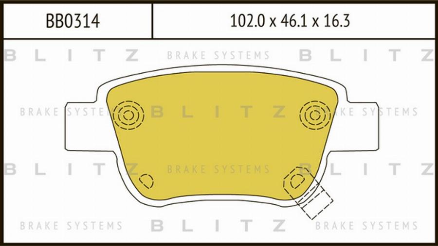 Blitz BB0314 - Тормозные колодки, дисковые, комплект unicars.by