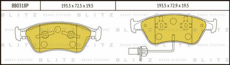 Blitz BB0318P - Тормозные колодки, дисковые, комплект unicars.by